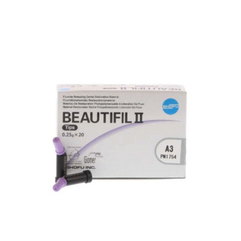Shofu Beautifil II A3 Nano-Hybrid Composite with Fluoride Release - 0.25 Gm x 20 Compules Shofu Beautifil II A3 Nano-Hybrid Composite with Fluoride Release - 0.25 Gm x 20 Compules